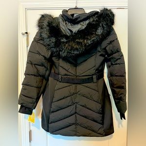 NEW Michale Kors Heavy Hooded Belted Puffer Coat - Black